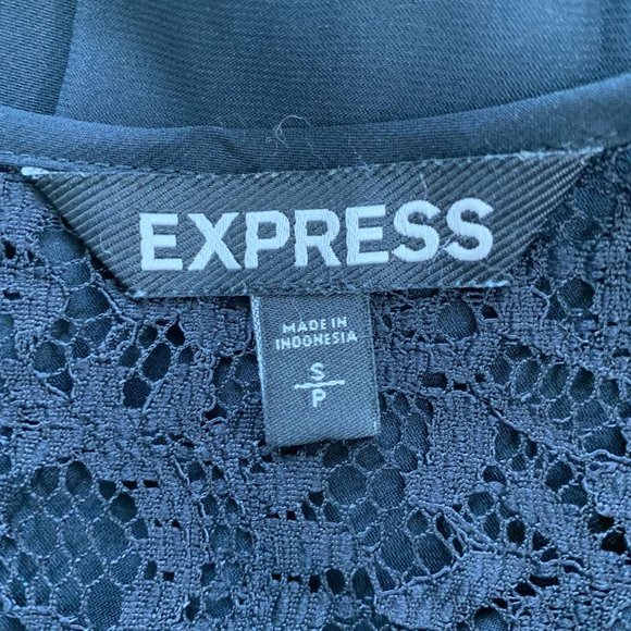Express Small Blouse Black Lace Romantic S - Picture 4 of 7